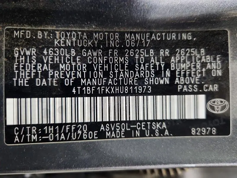 2017 TOYOTA CAMRY LE  