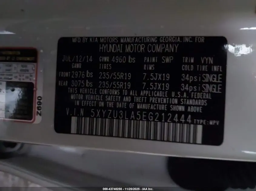 2014 HYUNDAI SANTA FE SPORT 2.0L TURBO