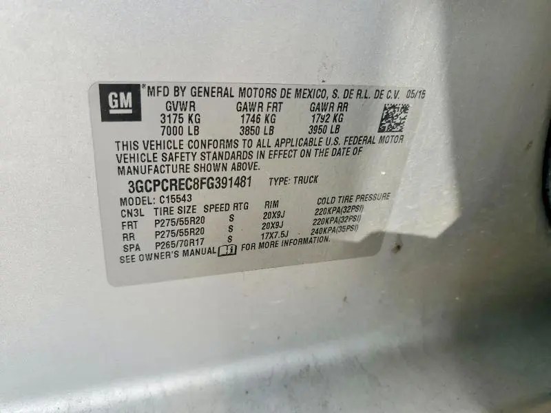 2015 CHEVROLET SILVERADO C1500 LT  