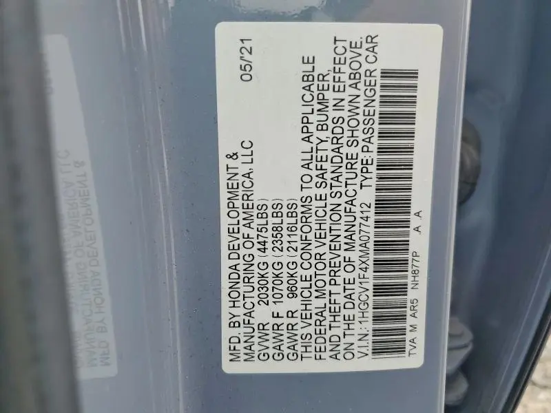 2021 HONDA ACCORD SPORT SE  