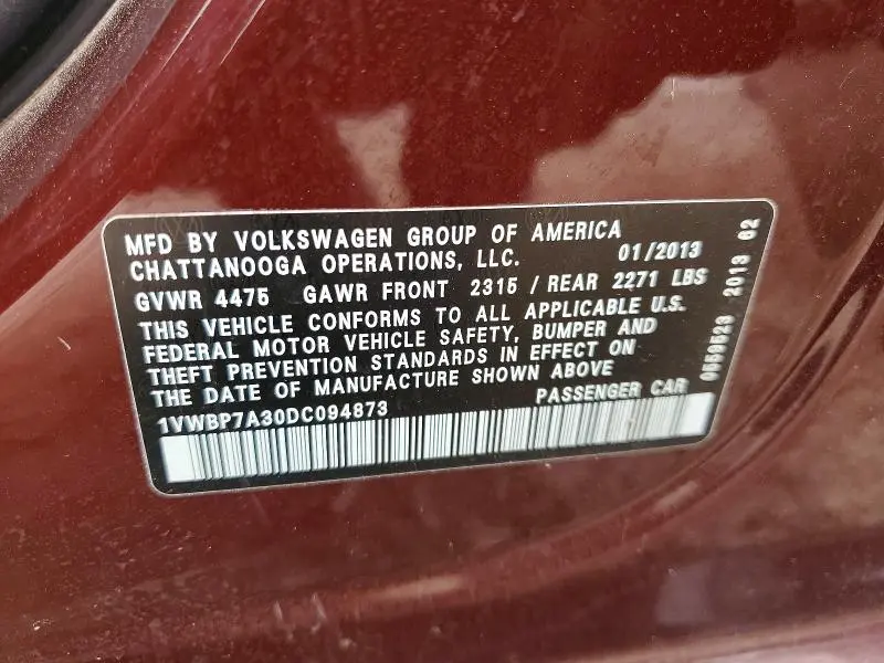 2013 VOLKSWAGEN PASSAT SE  