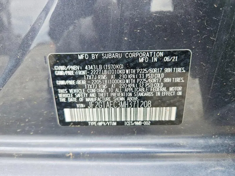 2021 SUBARU CROSSTREK PREMIUM  