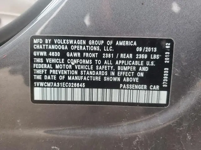 2014 VOLKSWAGEN PASSAT SEL