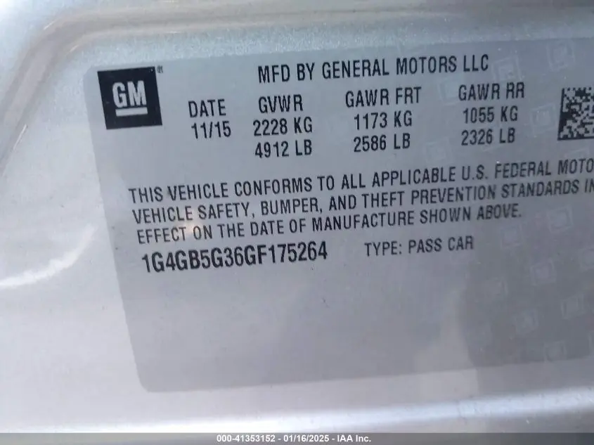 2016 BUICK LACROSSE LEATHER