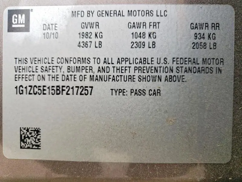 2011 CHEVROLET MALIBU 1LT  