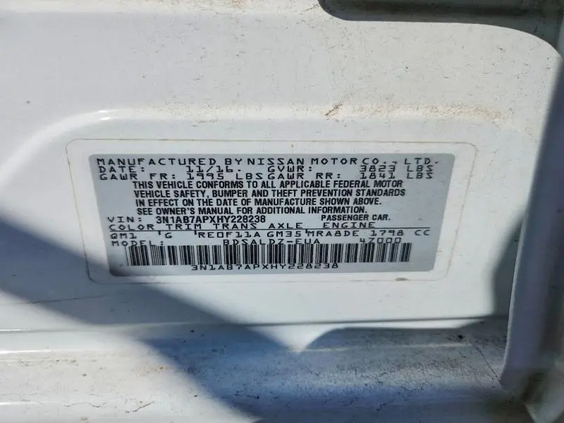 2017 NISSAN SENTRA SV  