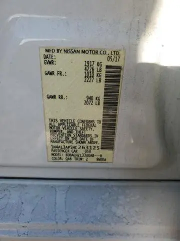 2017 NISSAN ALTIMA 2.5  