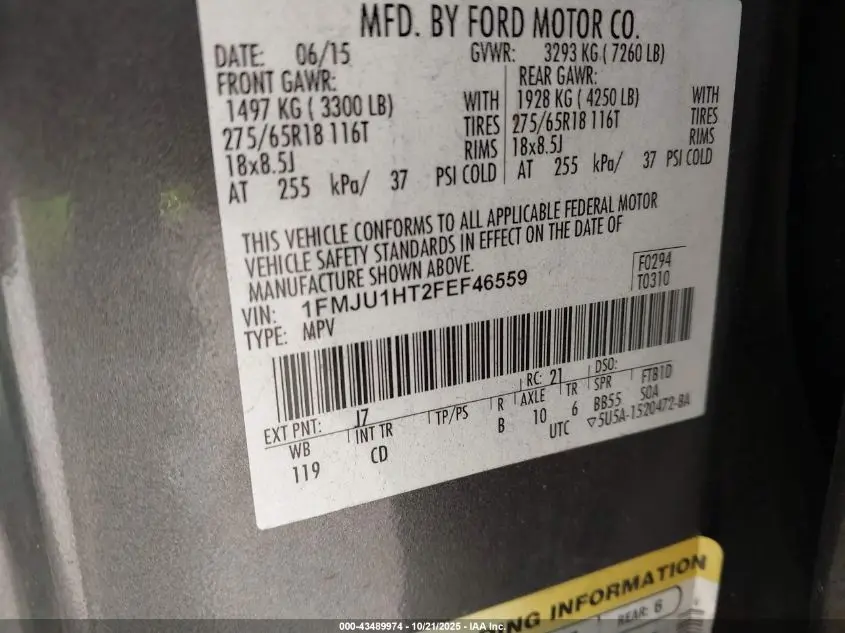 2015 FORD EXPEDITION XLT