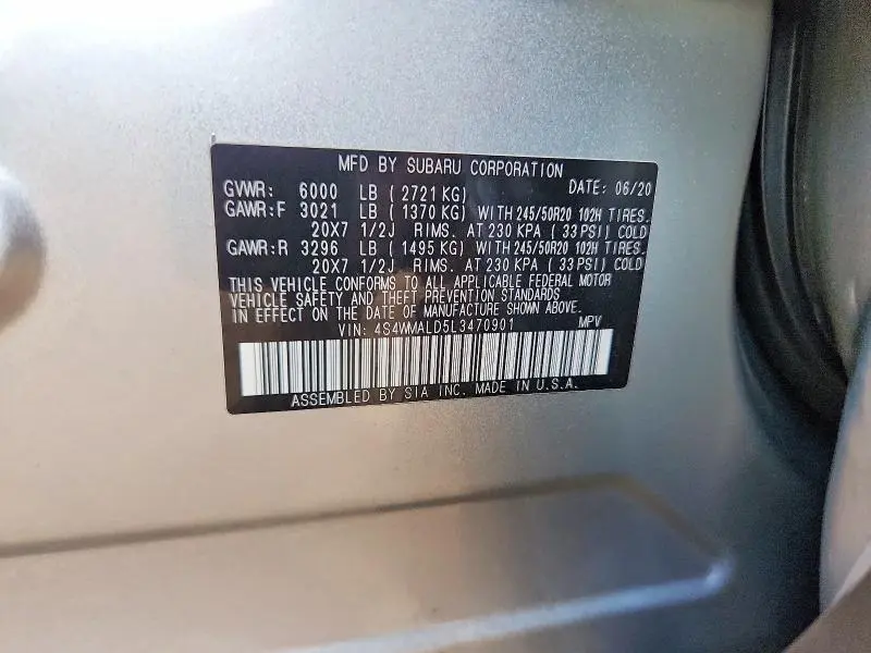 2020 SUBARU ASCENT LIMITED  