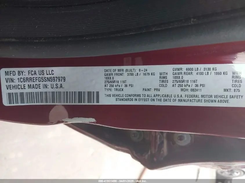 2025 RAM 1500 LONE STAR  4X2 5'7 BOX