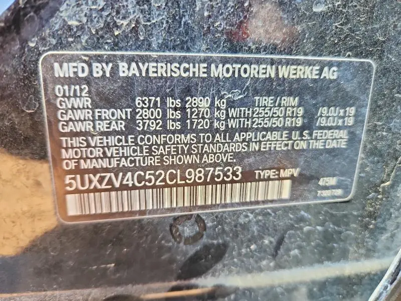 2012 BMW X5 XDRIVE35I  