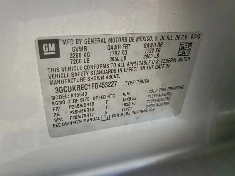 2015 CHEVROLET SILVERADO K1500 LT  