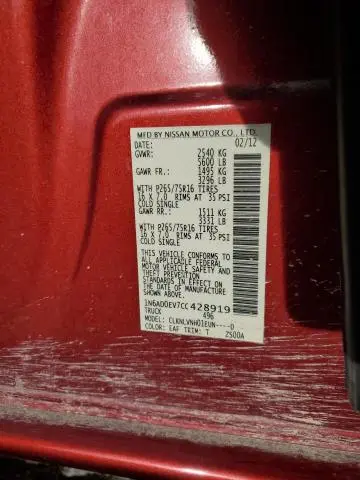 2012 NISSAN FRONTIER S  