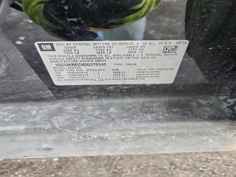 2016 CHEVROLET SILVERADO K1500 LT  