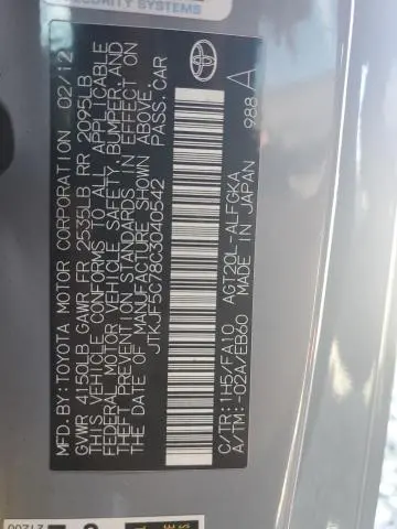 2012 TOYOTA SCION TC 