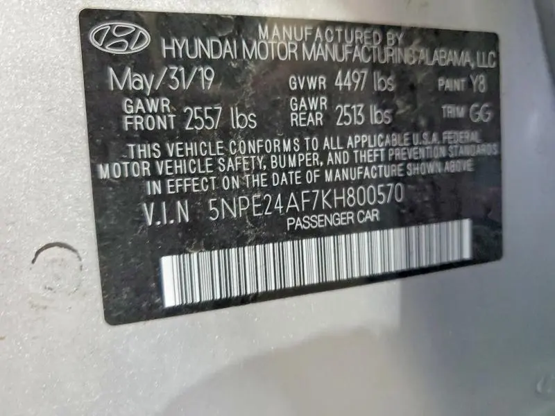 2019 HYUNDAI SONATA SE  