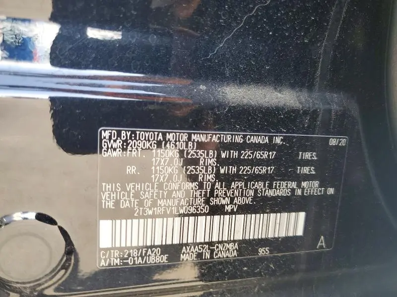 2020 TOYOTA RAV4 XLE  