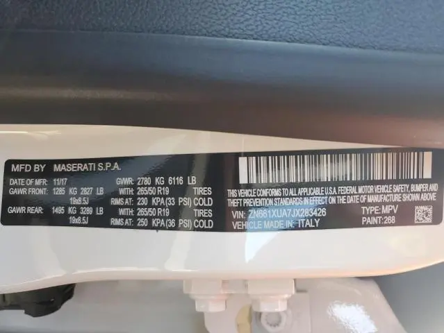2018 MASERATI LEVANTE   