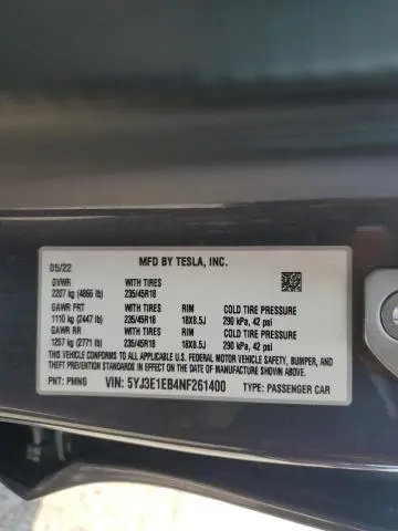2022 TESLA MODEL 3   
