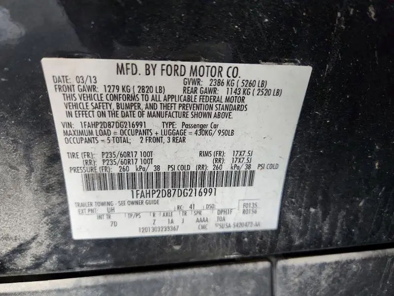 2013 FORD TAURUS SE  