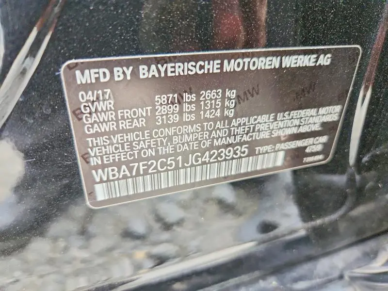 2018 BMW 750 XI  