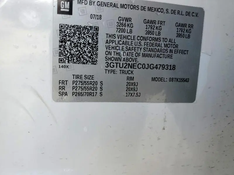 2018 GMC SIERRA K1500 SLT  