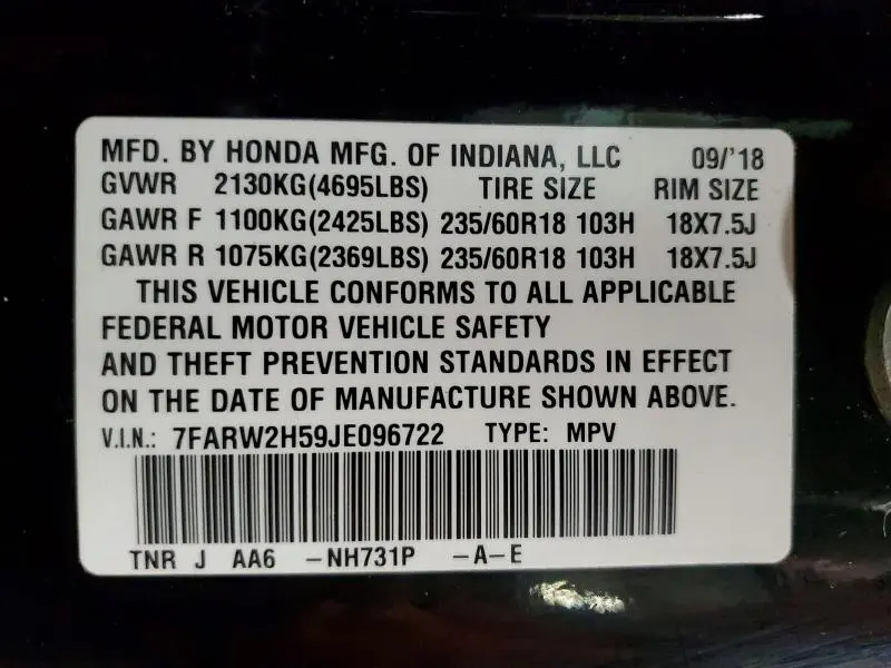 2018 HONDA CR-V EX  