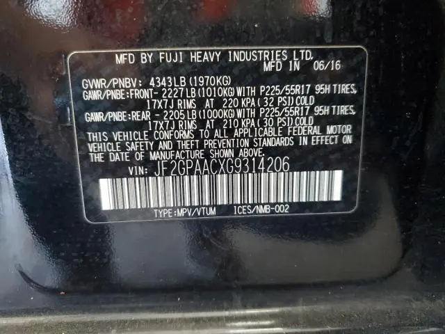 2016 SUBARU CROSSTREK   