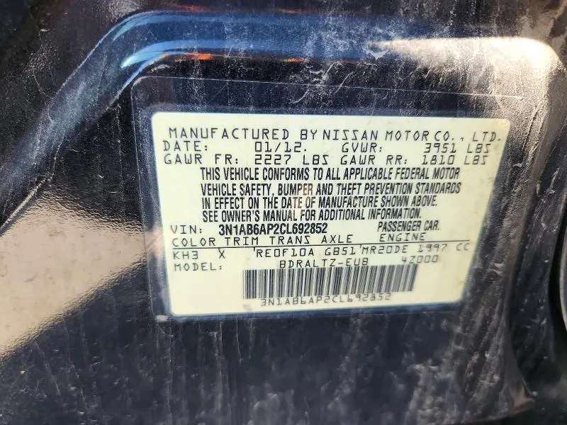 2012 NISSAN SENTRA 2.0  