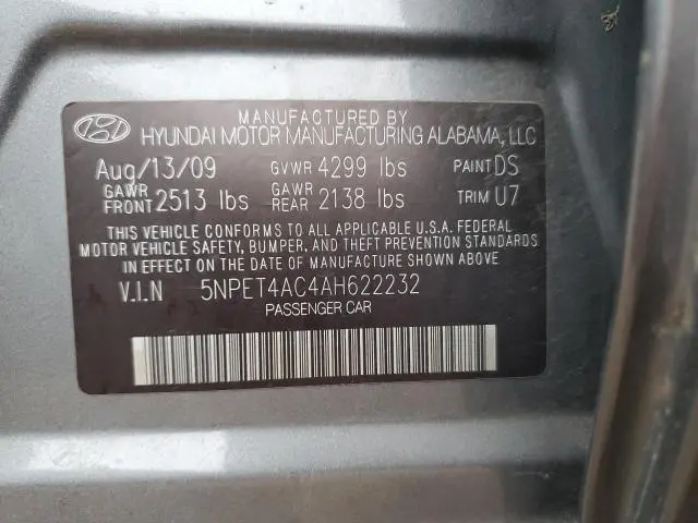 2010 HYUNDAI SONATA GLS