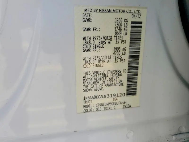 2012 NISSAN TITAN   