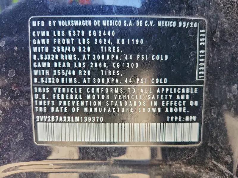 2020 VOLKSWAGEN TIGUAN SE  