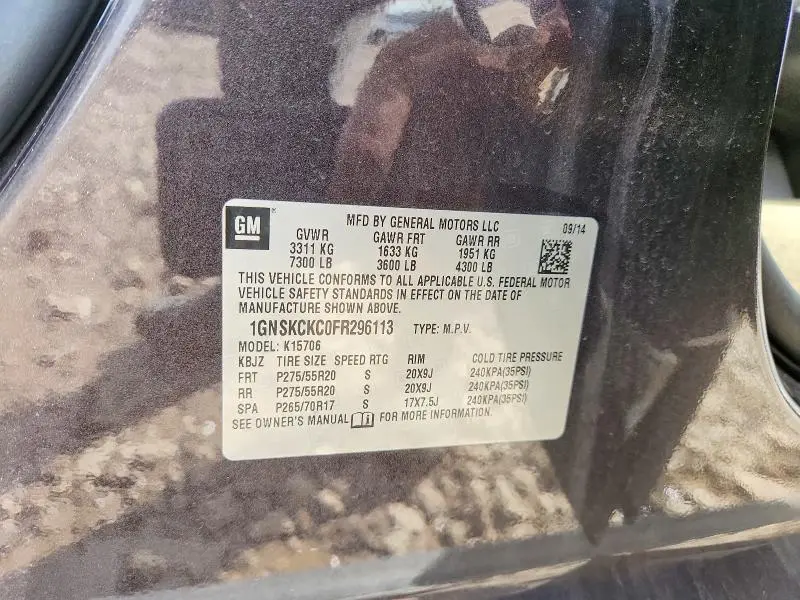 2015 CHEVROLET TAHOE K1500 LTZ  