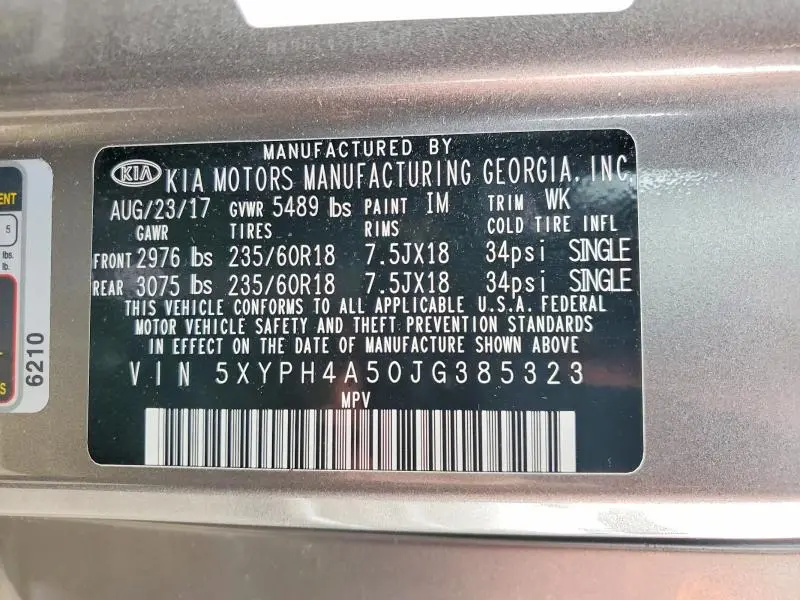 2018 KIA SORENTO EX V6  