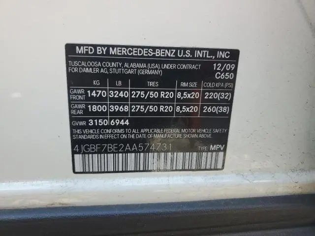 2010 MERCEDES-BENZ GL 450 4MATIC  