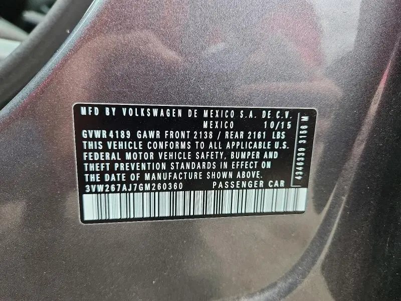 2016 VOLKSWAGEN JETTA S  