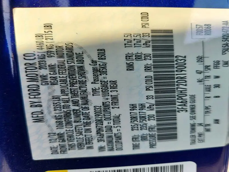 2013 FORD FUSION SE  