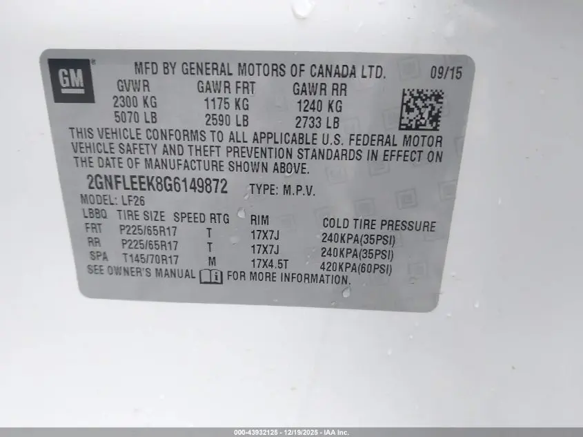 2016 CHEVROLET EQUINOX LS