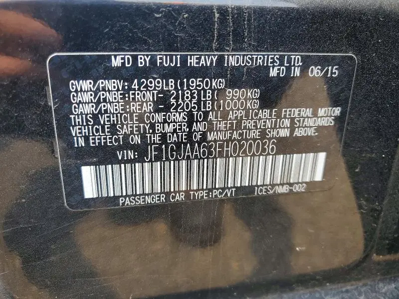 2015 SUBARU IMPREZA   