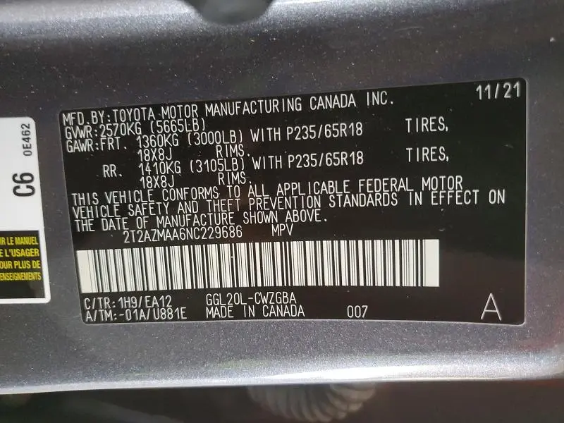 2022 LEXUS RX 350 BASE  