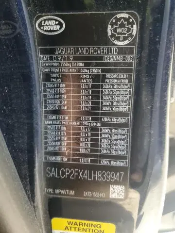 2020 LAND ROVER DISCOVERY SPORT SE  