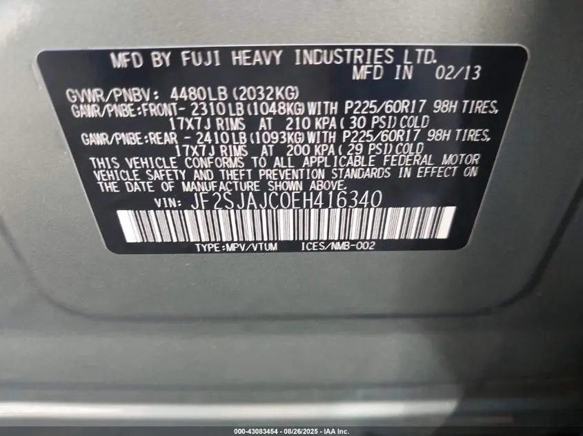 2014 SUBARU FORESTER 2.5I LIMITED