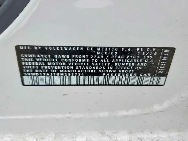 2016 VOLKSWAGEN JETTA SPORT  