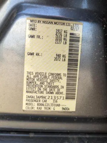 2017 NISSAN ALTIMA 2.5  