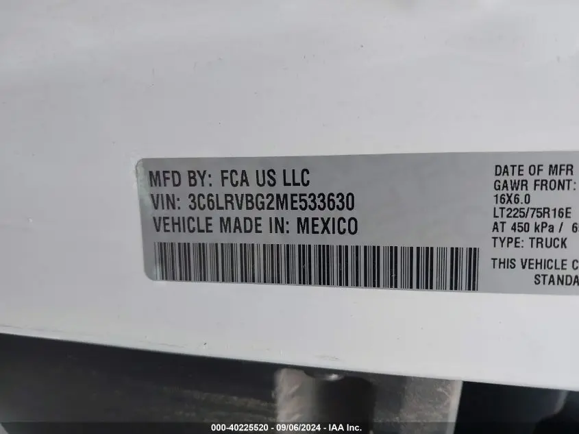 2021 RAM PROMASTER 1500 HIGH ROOF 136 WB