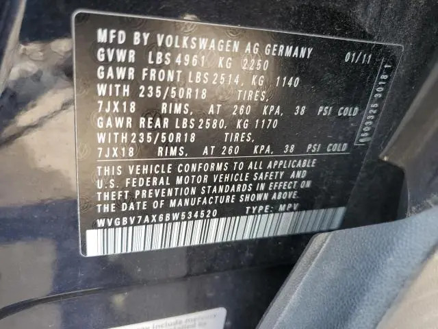 2011 VOLKSWAGEN TIGUAN S  