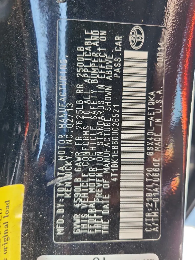 2013 TOYOTA AVALON BASE  