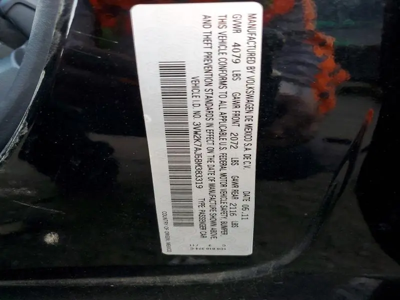 2011 VOLKSWAGEN JETTA BASE  