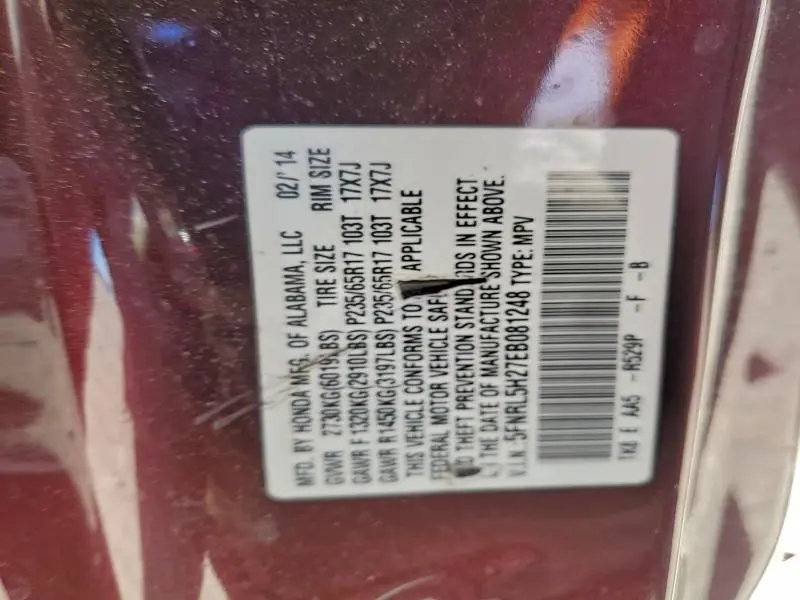 2014 HONDA ODYSSEY LX  