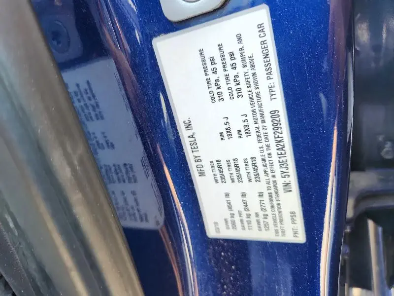 2019 TESLA MODEL 3   